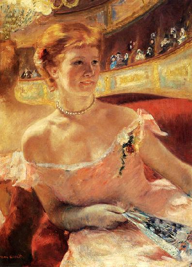 Mary Cassatt Woman with a Pearl Necklace in a Loge oil painting image